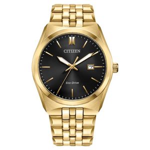 Men's Corso Eco-Drive Gold-Tone Stainless Steel Watch, Black Dial Product Image