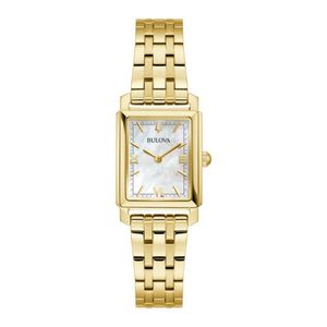 Ladies' Sutton Gold-Tone Stainless Steel Rectangle Watch, Mother-of-Pearl Dial Product Image