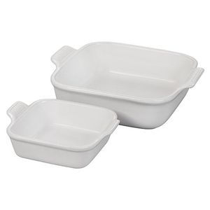 2pc Heritage Stoneware Square Baking Dish Set, White Product Image