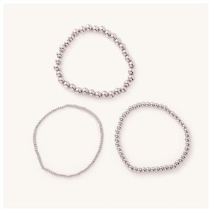 Waterproof Silver Ball Bracelet Trio Product Image