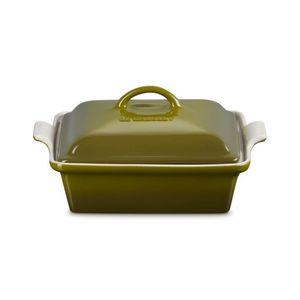 2qt Heritage Stoneware Shallow Covered Square Casserole Olive Product Image