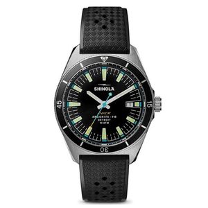 Mens The Duck 1040 Silver & Black Rubber Strap Watch Black Dial Product Image
