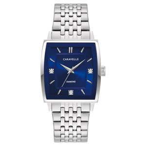 Mens Modern Silver-Tone Stainless Steel Watch Blue Dial Product Image