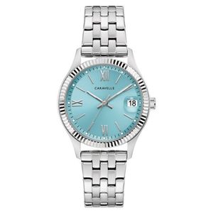 Ladies Dress Silver-Tone Stainless Steel Watch Light Blue Dial Product Image