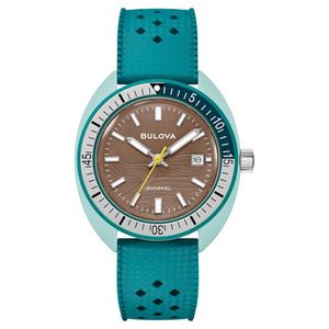 Mens Snorkel Sea Turtle Green HNBR Rubber Strap Watch Brown Dial Product Image