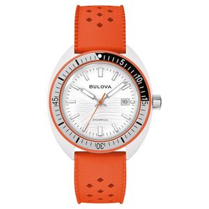 Mens Snorkel Clownfish Orange HNBR Rubber Strap Watch White Dial Product Image
