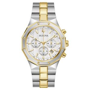 Mens Prestige Chronograph Two-Tone Stainless Steel Watch Silver Dial Product Image