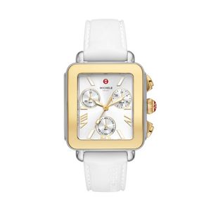 Ladies Deco Sport Chronograph White Silicone Strap Watch Silver Dial Product Image