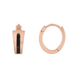 Latin GRAMMY Rose-Gold Sterling Silver & Black Diamond Hoop Earrings Product Image