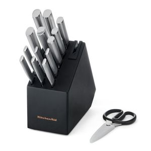 15pc Forged Self-Sharpening SS Knife Block Set Black Product Image