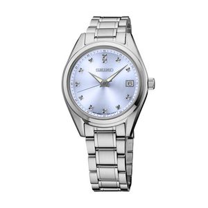 Ladies Diamonds Stainless Steel Watch Light Blue Dial Product Image