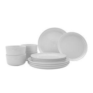 12pc Ceramic Dinnerware Set White Product Image