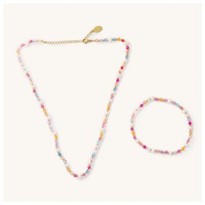 Multi Beaded Pearl Necklace and Bracelet Set Product Image
