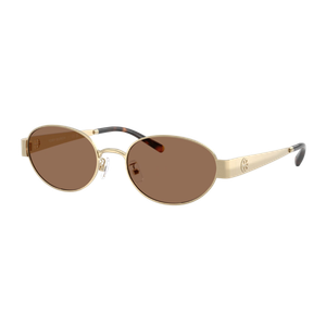Tory Burch Women's Miller Metal Oval Sunglasses Shiny Light Gold/Dark Brown Dark Brown Shiny Light Gold Product Image