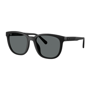 Coach Polarized Textured Square Sunglasses Matte Black/Grey Solid Polarized Matte Black Matte Black/Grey Solid Polarized Product Image