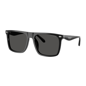 Coach Flat Top Square Sunglasses Black/Grey Solid Grey Solid Black Product Image