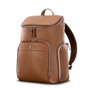 Mobile Solution 2 Leather Deluxe Backpack Cognac Product Image