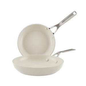 2pc Ceramic Forged Aluminum Frypan Set Porcelain White Product Image