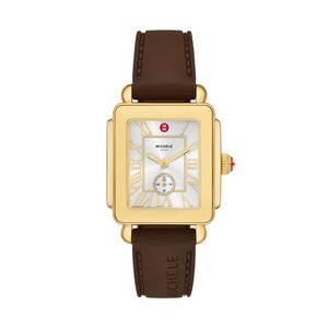 Ladies Sport Mid Gold-Tone Brown Silicone Strap Watch White Dial Product Image