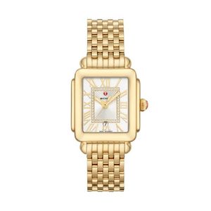 Ladies Deco Madison Mid 18K Gold-Plated SS Diamond Watch White Silver Dial Product Image