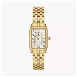 Ladies Deco Park 18K Gold-Plated Rectangle Watch Mother-of-Pearl Dial Product Image