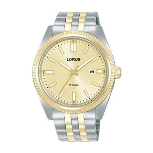 Mens Quartz Two-Tone Stainless Steel Watch Gold Dial Product Image