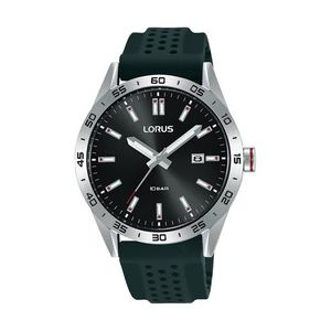 Unisex Sport Silver & Black Silicone Strap Watch Black Dial Product Image