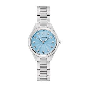 Ladies Sutton Silver-Tone Stainless Steel Watch Pastel Blue Dial Product Image