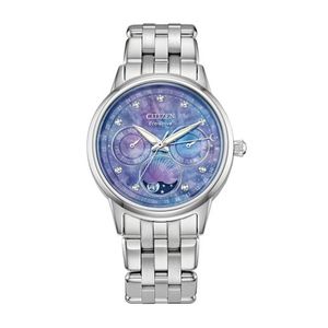 Ladies Calendrier Eco-Drive Silver-Tone Stainless Steel Watch Blue MOP Dial Product Image