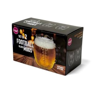 2pc Glass Football Beer Mug Set Product Image
