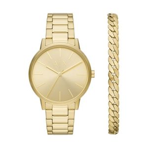 Mens Cayde Gold-Tone Stainless Steel Watch & Bracelet Set Product Image