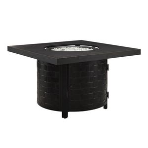 Henley 40" Round Aluminum Basketweave Convertible Gas Fire Pit Table Product Image