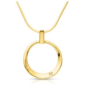 Circle Pendant Diamond Necklace Gold Product Image