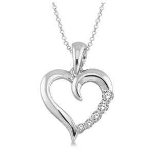 Diamond Heart Pendant Necklace Silver Product Image