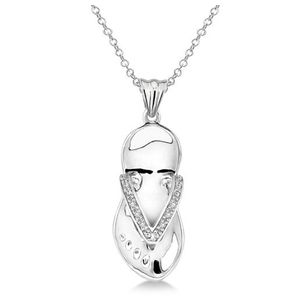 Diamond Flip Flop Pendant Necklace Silver Product Image