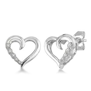 Diamond Heart Earrings Silver Product Image