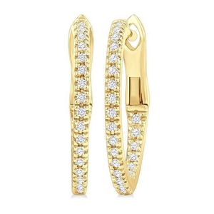 Inside Out Diamond Hoops w/ Hinged Closure Gold Product Image