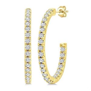 Inside Out Diamond Hoops Gold Product Image