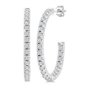 Inside Out Diamond Hoops Silver Product Image