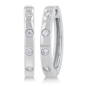 Diamond Hoop Earrings Silver Product Image