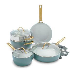 Reserve Ceramic Nonstick 8pc Cookware Set w/ 2 Pan Protectors Smoky Blue Product Image