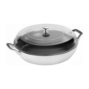3.5qt Cast Iron Braiser w/ Glass Lid White Product Image