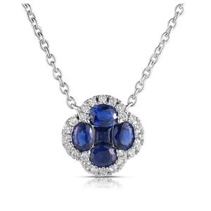 Sapphire and Diamond Clover Necklace Product Image