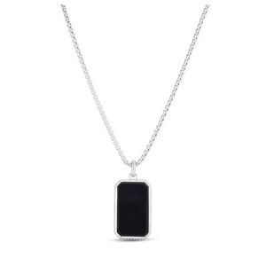 Sterling Silver Black Onyx Tag Necklace Product Image