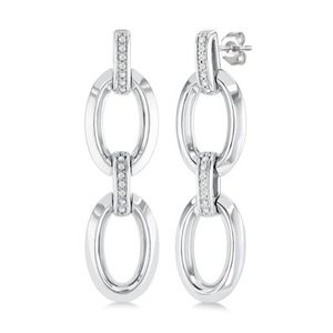 Diamond Oval Link Drop Earrings Product Image