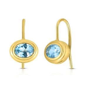 Oval Blue Topaz Drop Earrings Gold Product Image