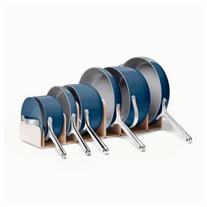 16pc Ceramic Nonstick Cookware & Minis Set w/ Storage, Navy Product Image