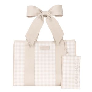 Jelly Tote Bag w/ Phone Pouch Latte Gingham Bow Product Image