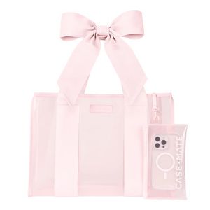 Jelly Tote Bag w/ Phone Pouch Ballet Pink Bow Product Image
