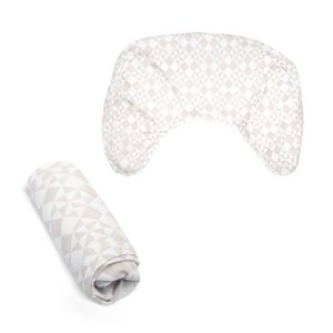 Boppy New Nursing Pillow Cotton Cover Organic Beige Checkered Quilt Product Image